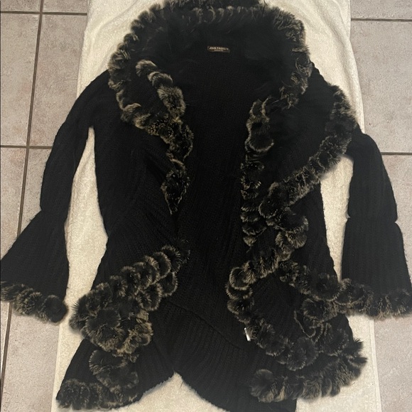John Fashion Wool & Fur Trimmed Cardigan - Picture 5 of 16